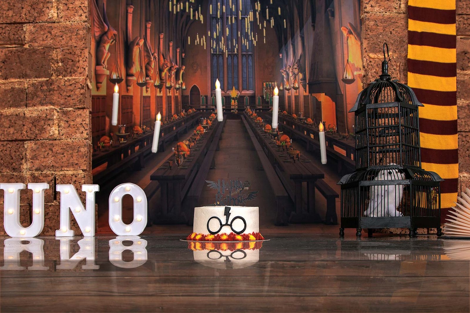 escenario-smashcake-cumpleaños-fotografa-sophia-arenas-madrid-ilussion-estudio-comer-tarta-harry-potter-magia-velas-volar