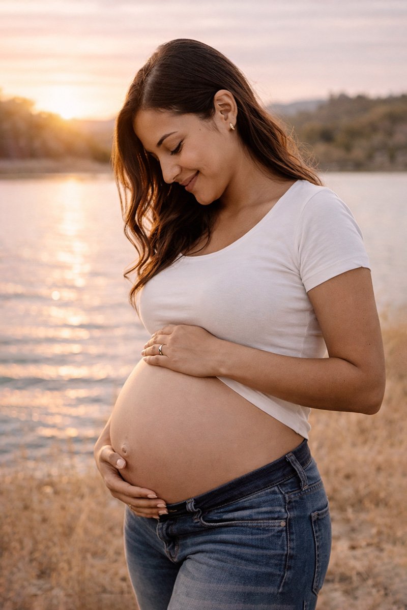 sesion_fotos_embarazo_madrid_toledo_exterior_sophia_arenas_mujer_maternidad_mujer_vestido_lago_jeans